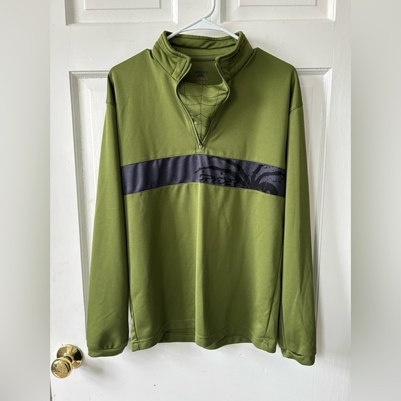 Spyder Men’s Long-sleeve 1/4 Zip Pullover in Green | Size Medium Spiderweb Neck - Picture 1 of 12